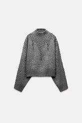 JEWEL BEADED KNIT SWEATER