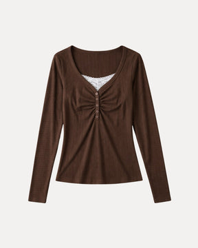 Ruched Henley Top