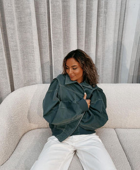 Leather Look Viral Bomber Jacket