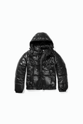 Black velvet puffer jacket