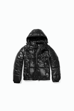 Black velvet puffer jacket